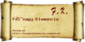 Fónagy Klemencia névjegykártya
